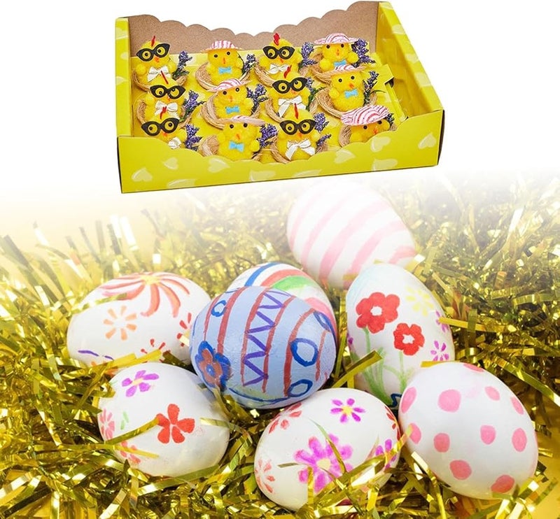 Easter Chicks Ornaments Miniature Animal Decor Holiday Gift Chick With Hat Glass - Image 3